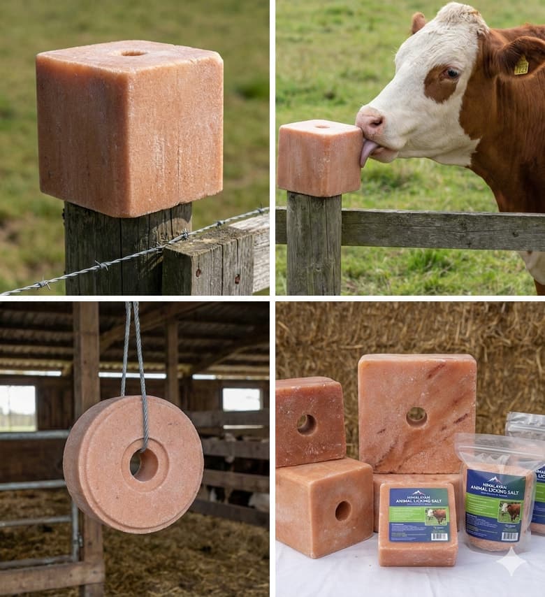 Illustration of animal licking salt blocks